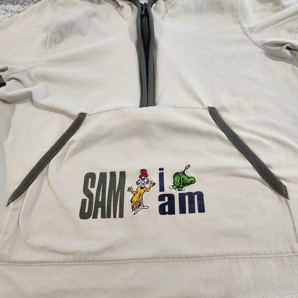 VINTAGE DR SEUSS WEAR SHIRT YOUTH SIZE 10/12 MEDIUM 1/4 ZIP HOODIE SHORT SLEEVE - Picture 2 of 8